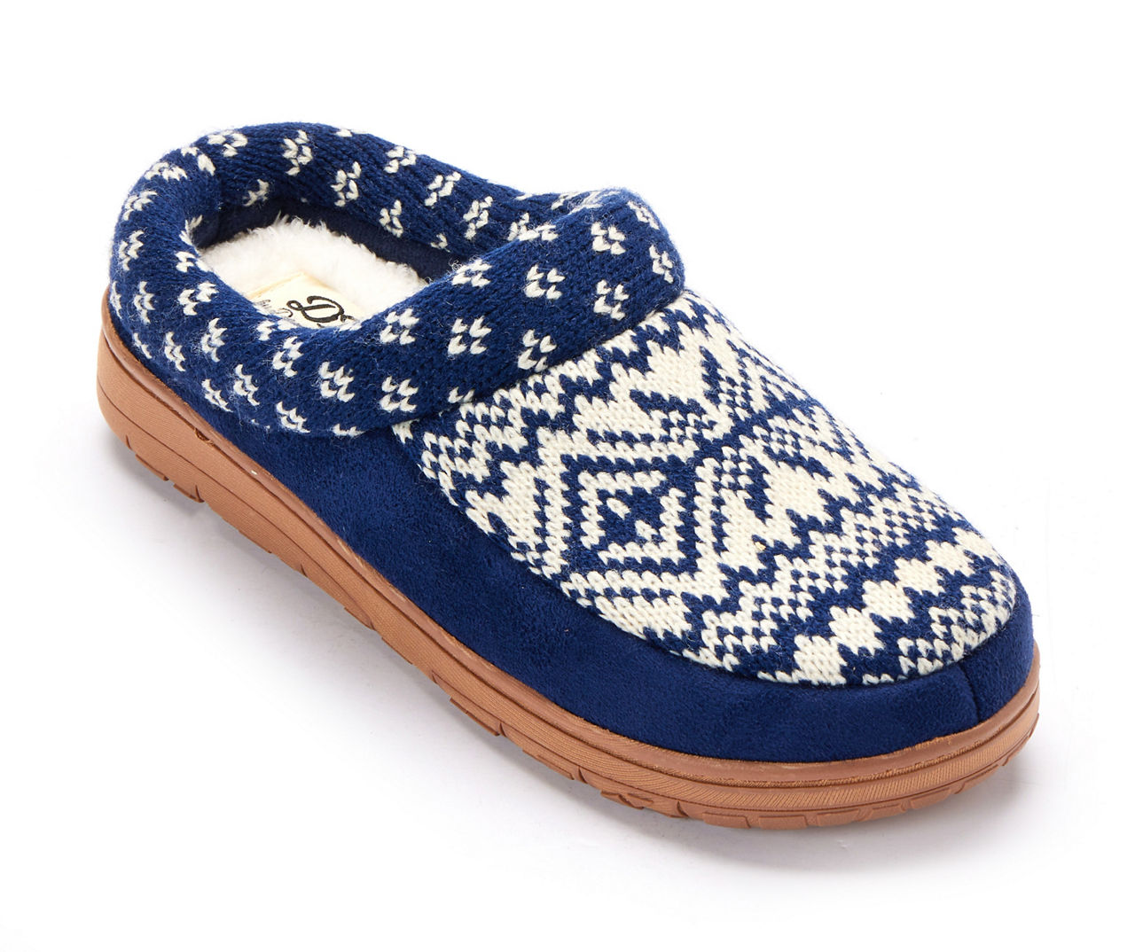 Women s S Peacoat Navy Fair Isle Clog Slippers