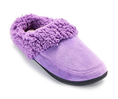 Women's X-Large Smokey Purple Velour Clog Slippers