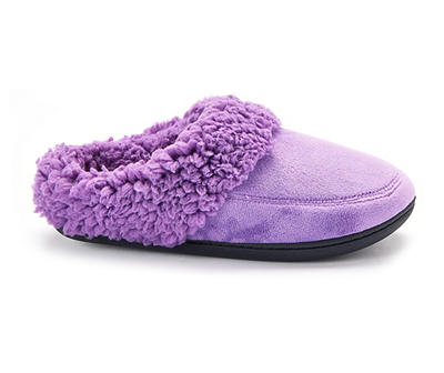 Women's L Smokey Purple Velour Clog Slippers