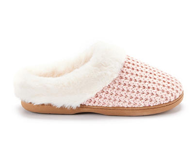 Women's S Pale Mauve Knit Clog Slippers
