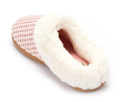 Women's S Pale Mauve Knit Clog Slippers