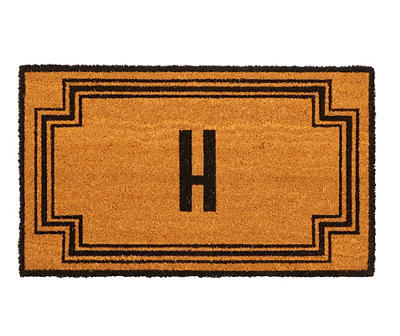 "H" Brown & Black Monogram Coir Doormat