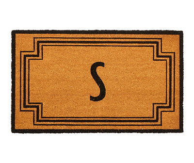 "S" Brown & Black Monogram Coir Doormat