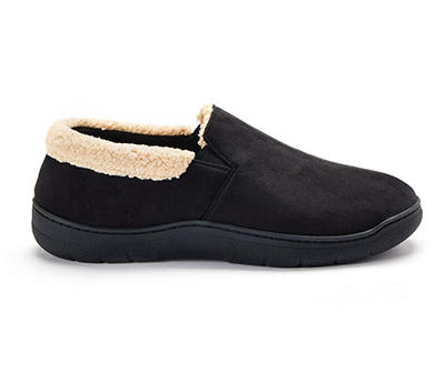 Men's X-Large Black Faux Suede Moccasin Slippers