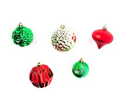 Red, Green & Gold Ball & Onion 50-Piece Shatterproof Ornament Set