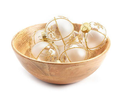 Gold Glitter Snowflake & Clear Ball Ornaments, 6-Pack