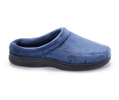 Men's L Blue Velour Clog Slippers