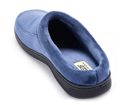 Men's M Blue Velour Clog Slippers