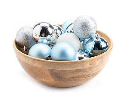 Light Blue, Silver & White Ball 55-Piece Shatterproof Ornament Set
