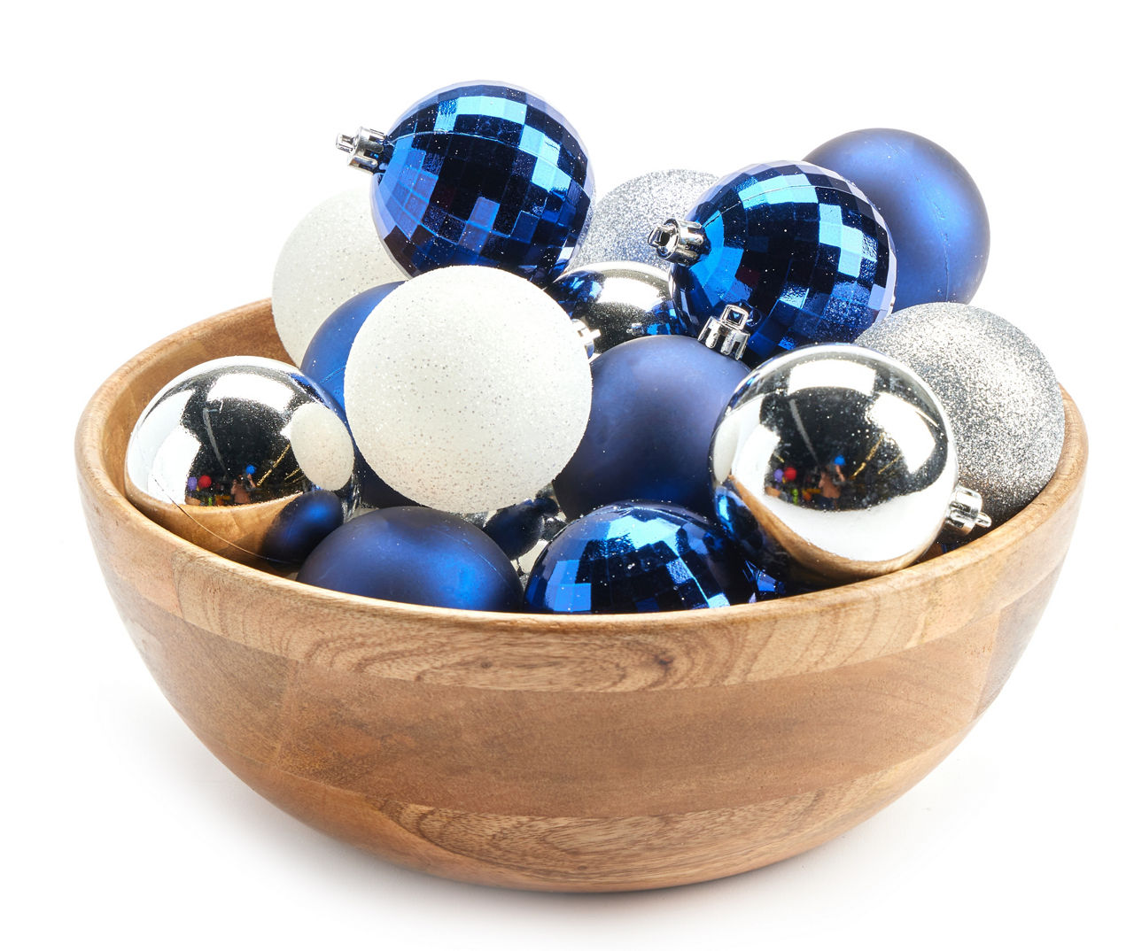 Dark Blue, Silver & White Ball 55-Piece Shatterproof Ornament Set