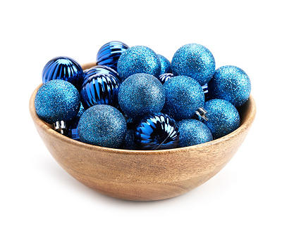 Blue Ball 32-Piece Shatterproof Ornament Set