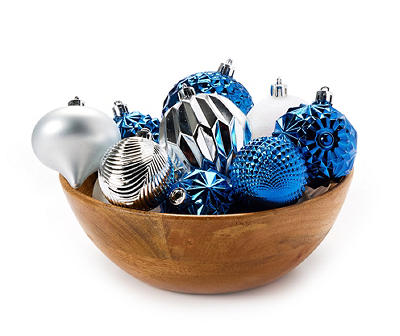 Blue, Silver & White Ball & Onion 50-Piece Shatterproof Ornament Set