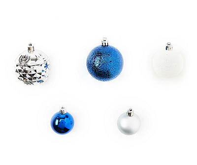 Blue, Silver & White Ball 36-Piece Shatterproof Ornament Set