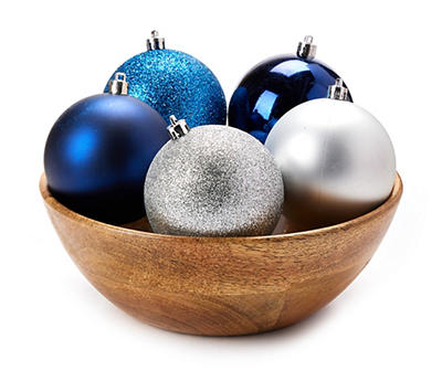 Blue, Silver & White Ball 75-Piece Shatterproof Ornament Set