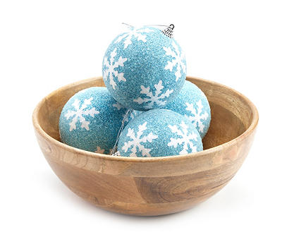 Blue Snowflake Ball Ornaments, 4-Pack
