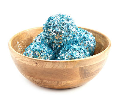 Blue Sequin Ball Ornaments, 5-Pack