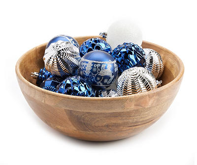 Blue, Silver & White Ball 40-Piece Shatterproof Ornament Set