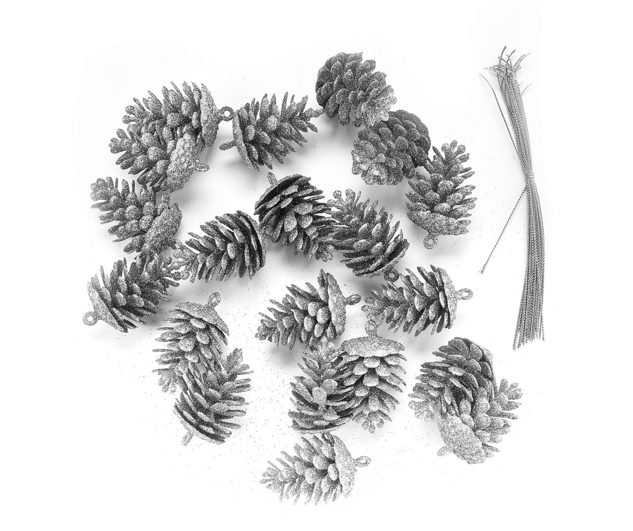 Winter Wonder Lane Silver Glitter Pinecone Ornaments, 24Pack Big Lots