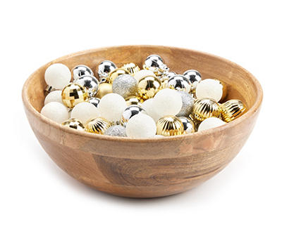 Gold, Silver & White Ball 99-Piece Shatterproof Mini Ornament Set
