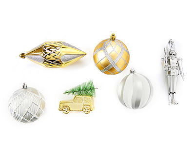 Silver & Gold 32-Piece Shatterproof Ornament Set