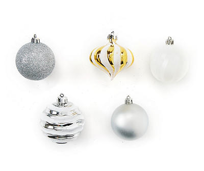Gold, Silver & White 60-Piece Ornament Set