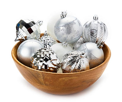 Silver & White Ball 40-Piece Shatterproof Ornament Set