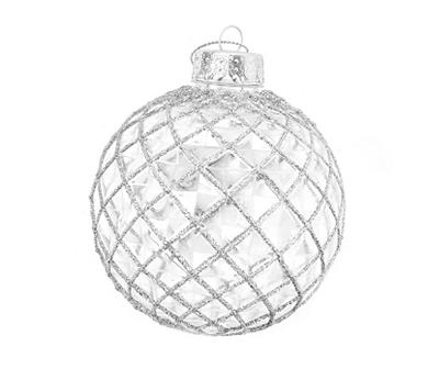 Silver Glitter Crisscross Ornaments, 4-Pack