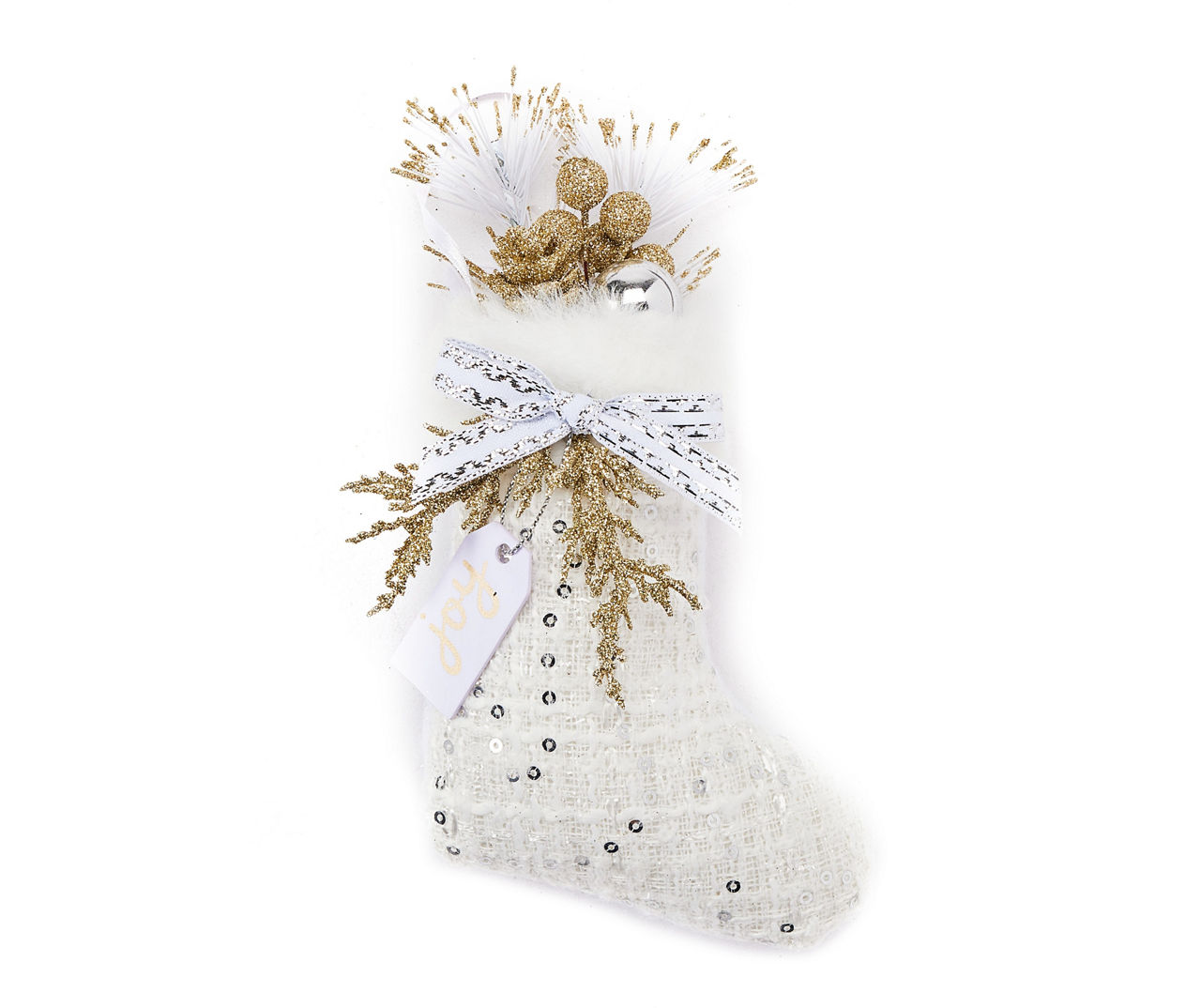 White Sequin Stocking Ornaments, 3-Pack