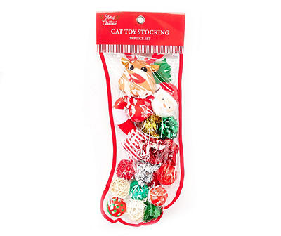 Red Holiday Stocking 20-Piece Cat Toy Set