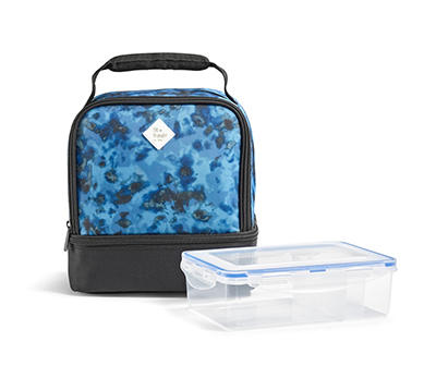 Denim Wash Dual-Compartment Bento Lunch Kit