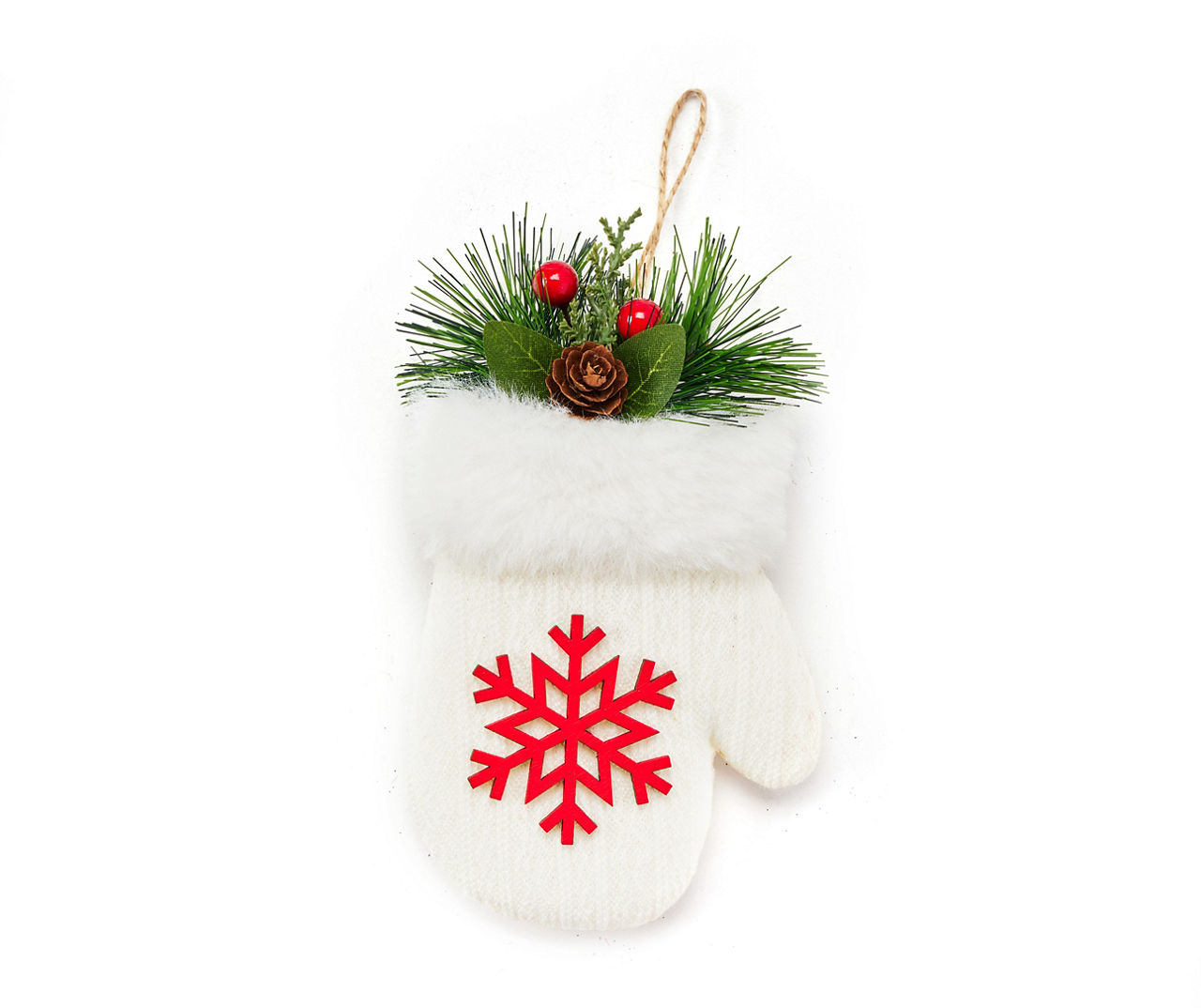 White Knit Snowflake Glove Ornaments, 3-Pack