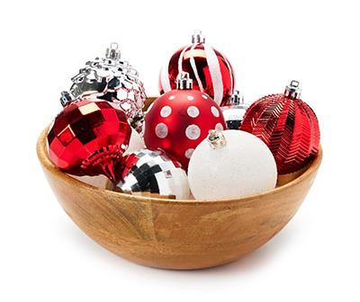 Red, Silver & White Ball 40-Piece Shatterproof Ornament Set