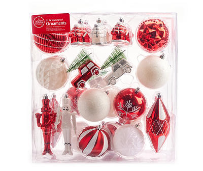 Red & White 32-Piece Shatterproof Ornament Set