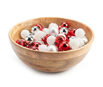 Red, Silver & White Ball 99-Piece Shatterproof Mini Ornament Set