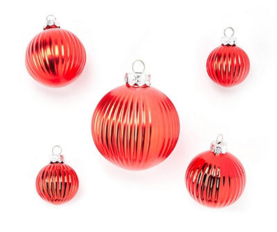 Red Ball 26-Piece Glass Ornament Set