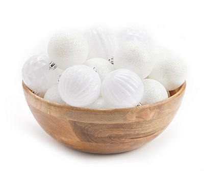 White Ball 27-Piece Shatterproof Ornament Set