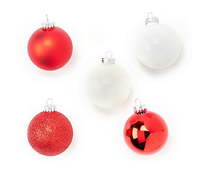 Red & White Ball 35-Piece Glass Ornament Set