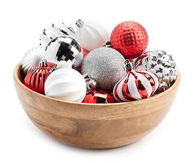 Red, Silver & White 60-Piece Shatterproof Ornament Set