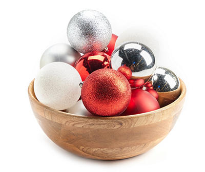 Red, Silver & White Ball 50-Piece Shatterproof Ornament Set