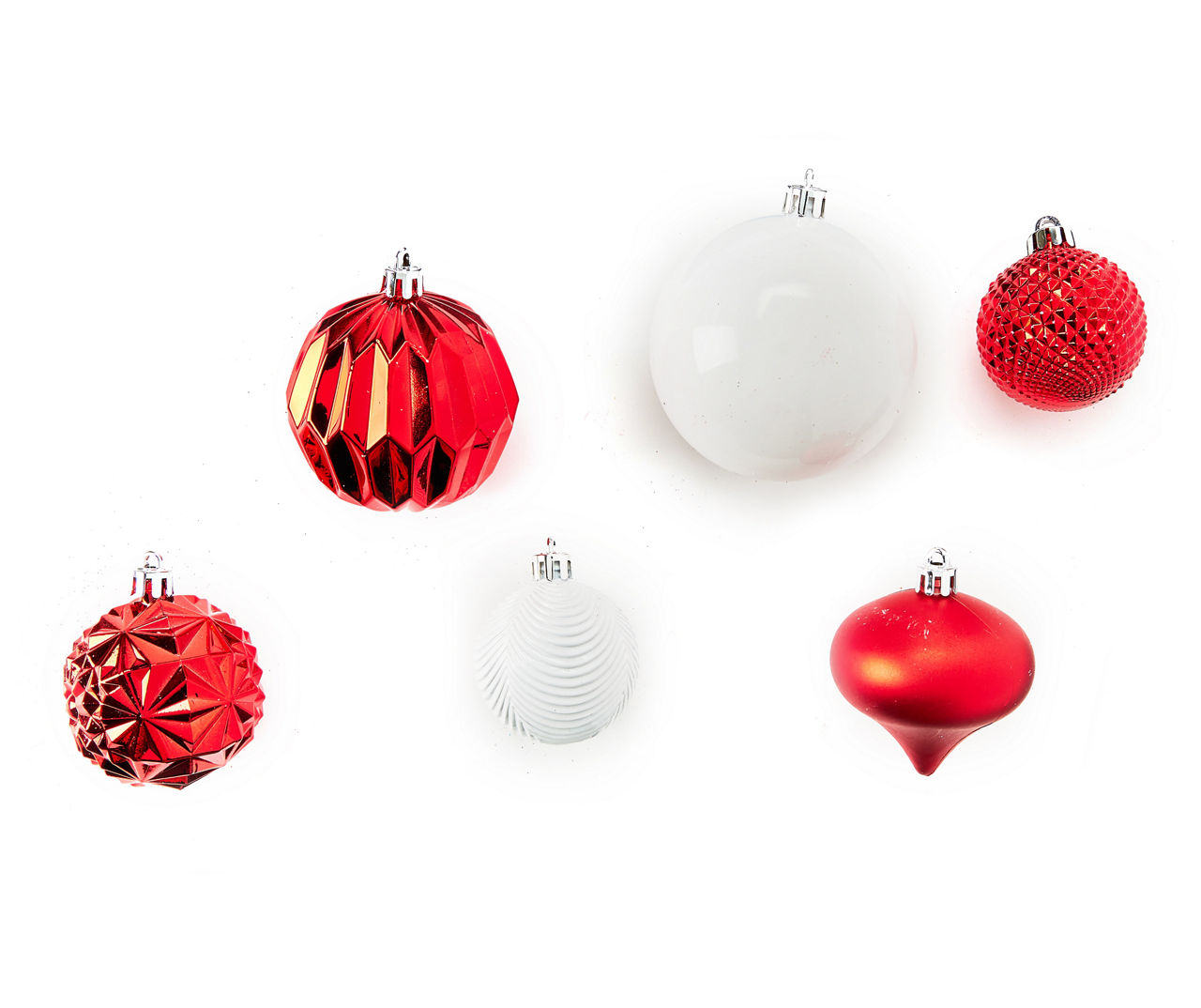 Christmas Balls Plastic Ornaments 6 Cm Red / White / Silver Set of 37 