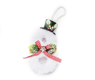 White Fur Snowman Ornaments, 3-Pack