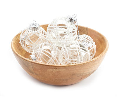 White Bead & Clear Ball Ornaments, 6-Pack