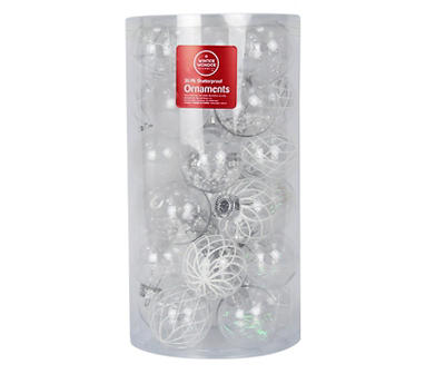 Clear Design Ball 30-Piece Shatterproof Ornament Set