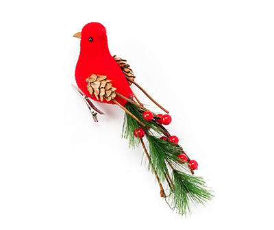Red Pine & Pinecone Bird Ornaments, 3-Pack
