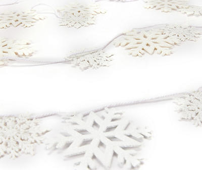 9' White Snowflake Garland