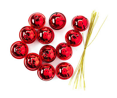 Red Shiny Bell Ornament Set, 12-Pack