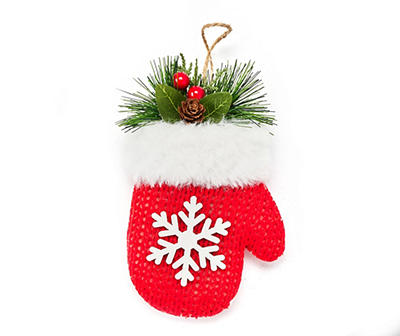 Red Knit Snowflake Glove Ornaments, 3-Pack
