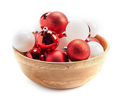 Red & White Ball 55-Pice Shatterproof Ornament Set