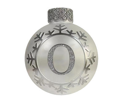 "O" Monogram Silver Snowflake Ornament Tabletop Decor