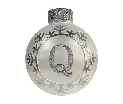 "Q" Monogram Silver Snowflake Ornament Tabletop Decor